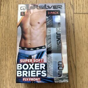 Quicksilver 3 Pack Men’s Super Soft Boxer Briefs Fly Front Tag Free, NWT Size L
